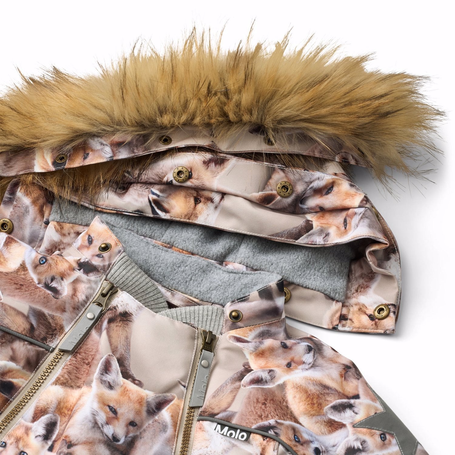 Buy Molo Playing Foxes Pyxis Fur Baby Snowsuit | Luksusbaby
