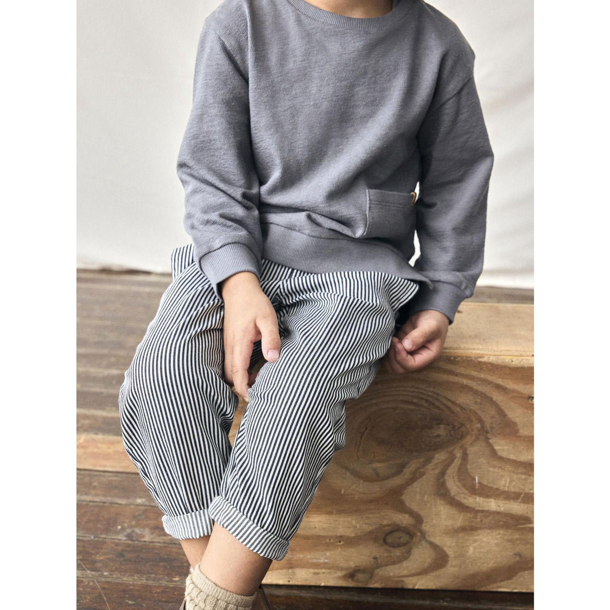 Lil'Atelier Dark Blue Denim White Nmmkasper Loose Twi Pants 4021-Cm Lil