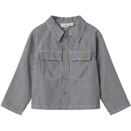 Lil'Atelier Dark Blue Denim White Nmmkasper Ls Loose Twi Shirt 4021-Cm Lil