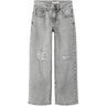 Name It Light Grey Denim Nkfrose Hw Wide Jeans Destr 1411-Be Noos