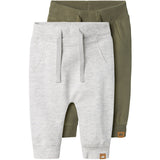 Name It Light Grey Melange Deep Lichten Green Nbntakki 2P Sweat Pants Noos
