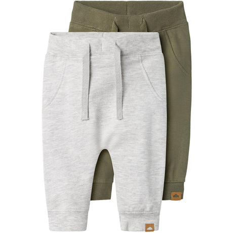 Name It Light Grey Melange Deep Lichten Green Nbntakki 2P Sweat Pants Noos