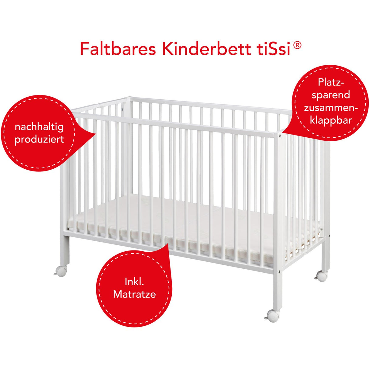 tiSsi® White Laquer Jori Foldable Bed Solid Beech