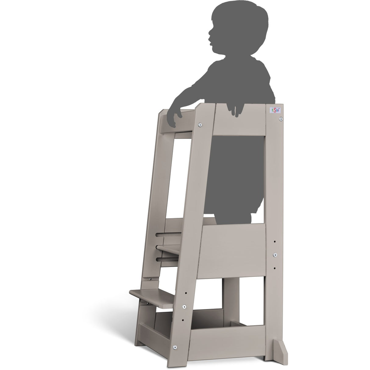 tiSsi® Stormy Grey Laquer Felix Learning Tower Solid Beech