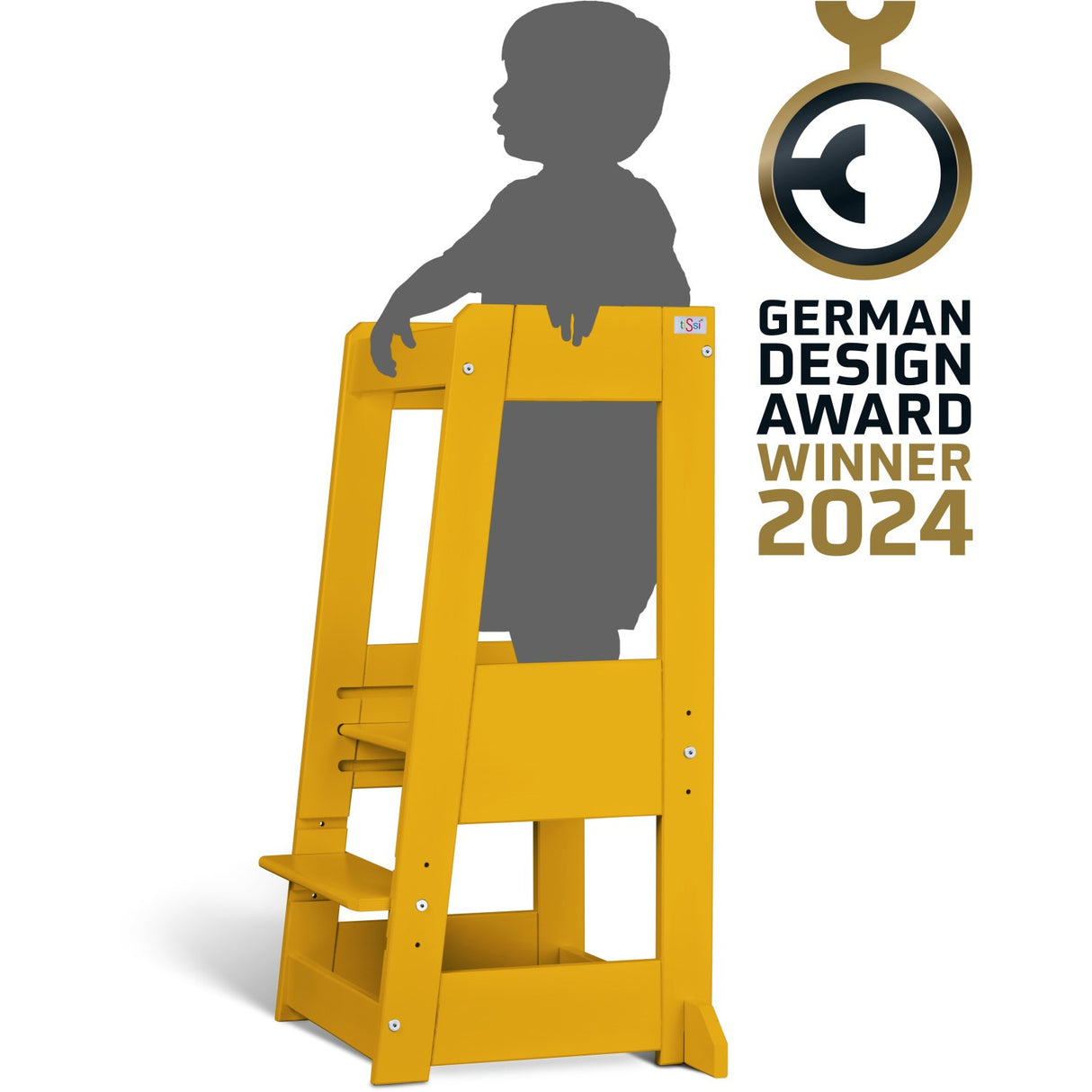 tiSsi® Sun Yellow Laquer Felix Learning Tower Solid Beech