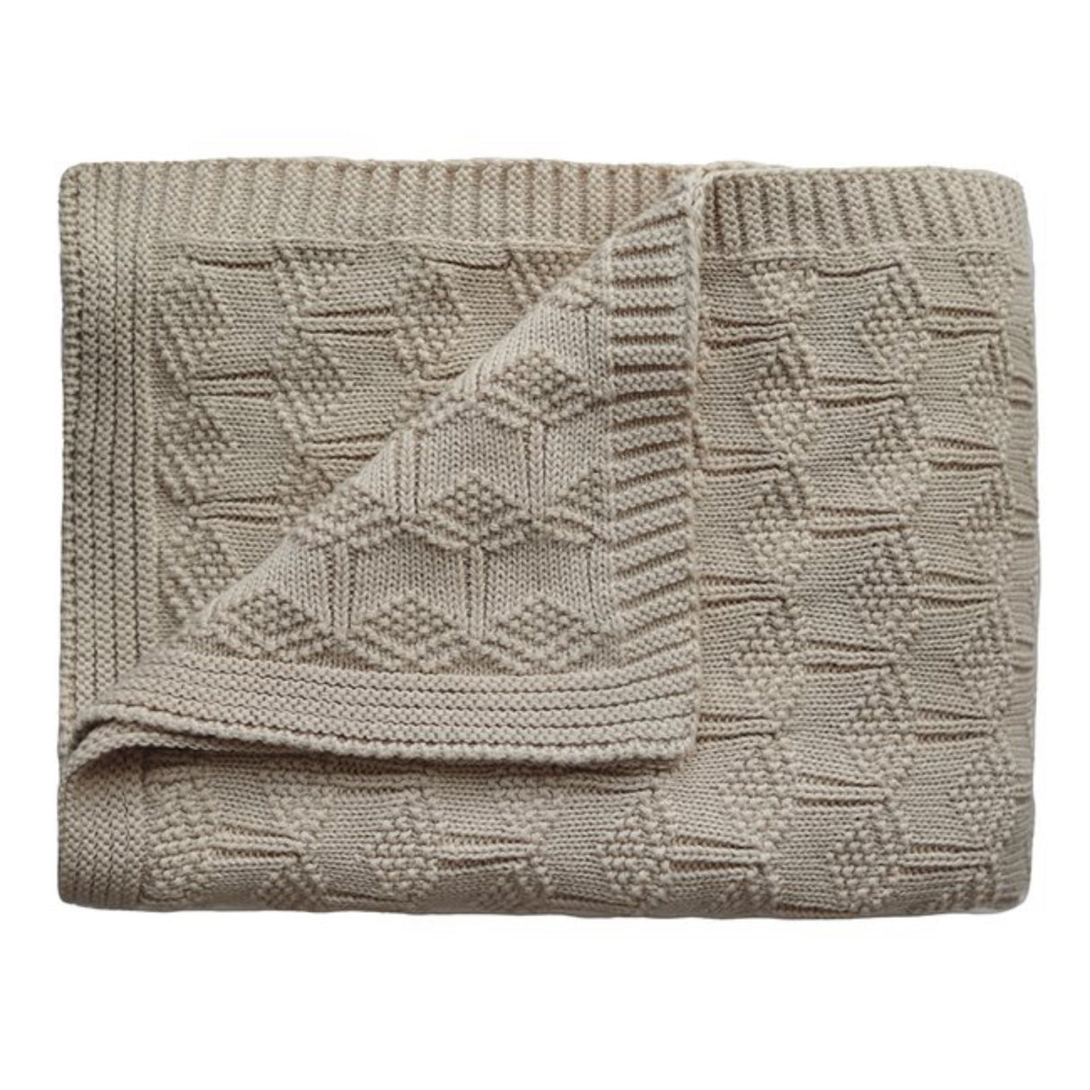 Mushie Honeycomb Beige Knitted Baby Blanket