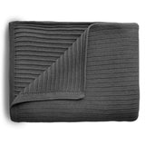 Mushie Ribbed Dark Gray Melange Knitted Baby Blanket