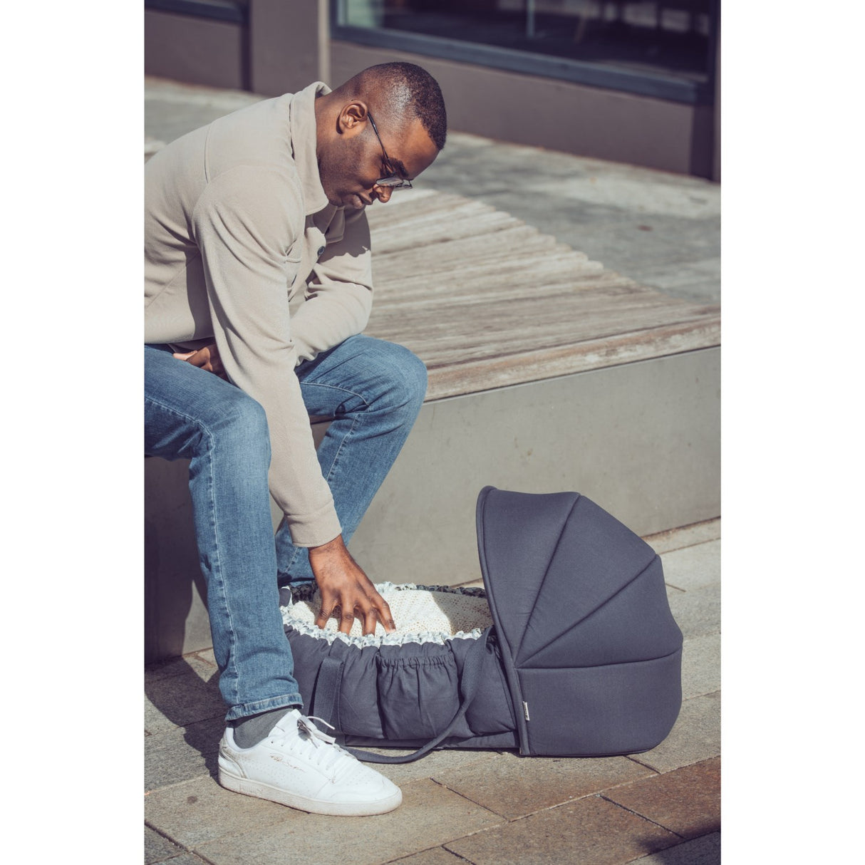 Sebra Blue Olive Hood For 3-In-1 Baby Nest