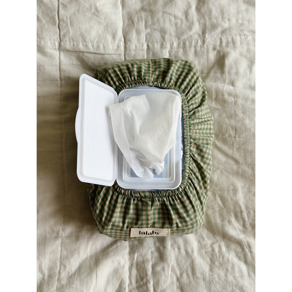 Lalaby Wet Wipe Cover Green Check