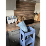 tiSsi® Dove Blue Laquer Felix Learning Tower Solid Beech