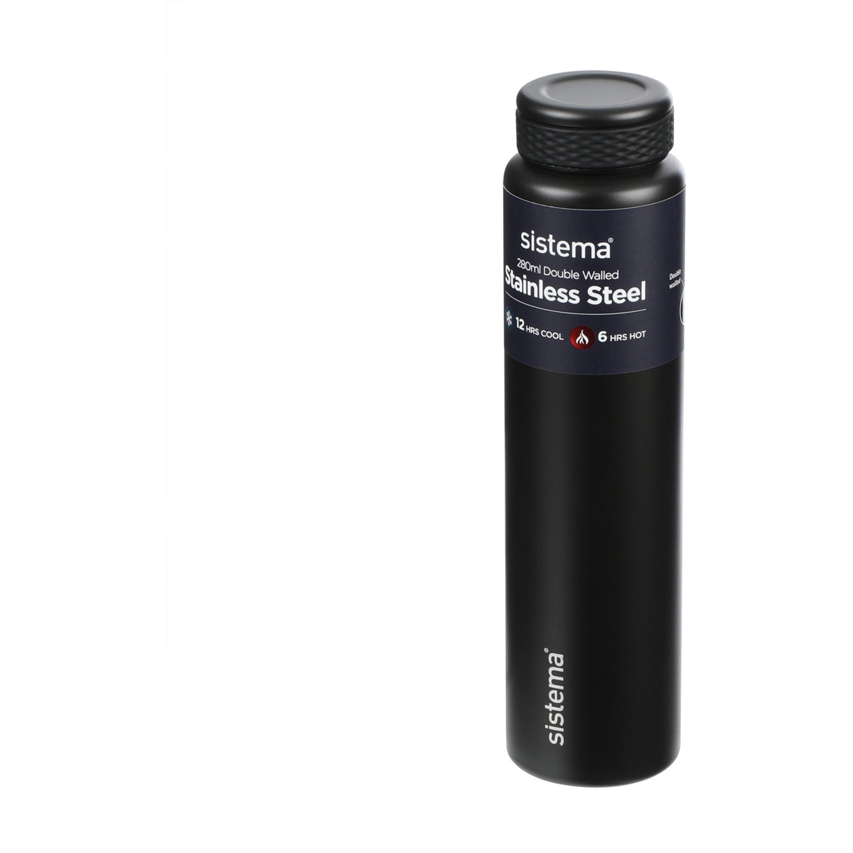 Sistema Black Stainless Steel Water Bottle 280 Ml
