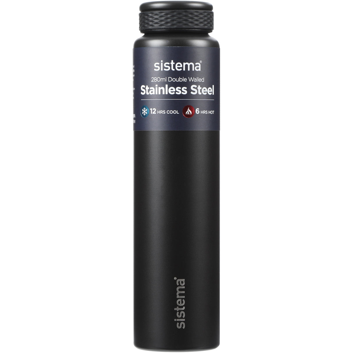 Sistema Black Stainless Steel Water Bottle 280 Ml