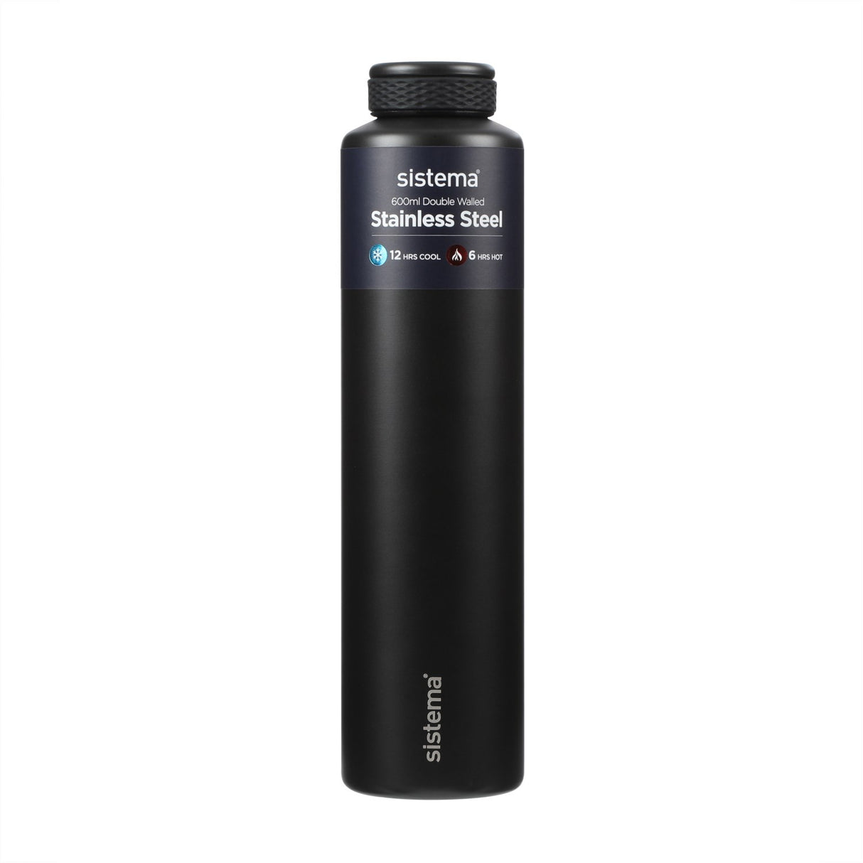 Sistema Black Stainless Steel Water Bottle 600 Ml
