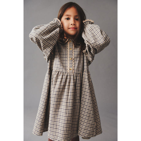 Wheat Blue Check Dress L/S Alissa