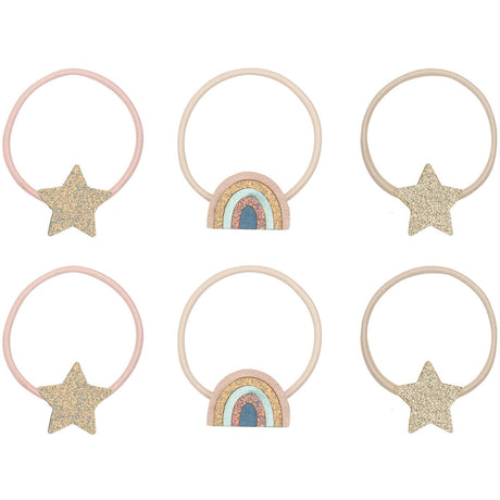 Mimi & Lula 6 Hårelastikker - Rainbow & Star Celeste