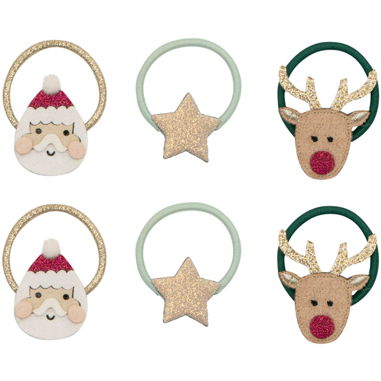 Mimi & Lula 6 Hårelastikker - Santa Christmas