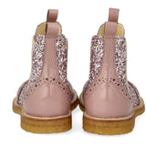 Angulus Faded Rose/Blossom Glitter/Rose Chelsea Glitter Boot with Brogues Detail