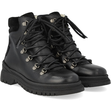 Angulus Black TEX Lace-up Boot with Zipper and Wool Lining