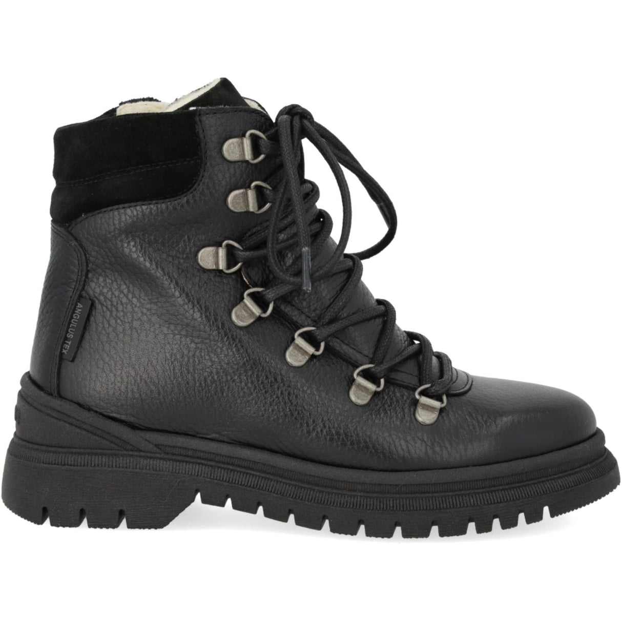 Angulus Black TEX Lace-up Boot with Zipper and Wool Lining
