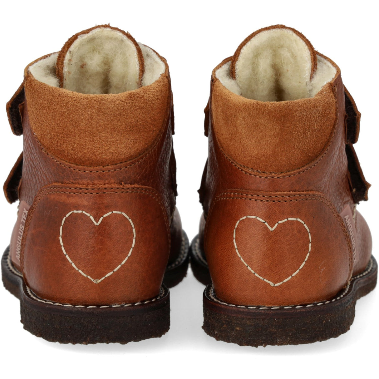 Angulus Cognac/Cognac Beginner TEX Boot with Heart Embroidery