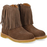 Angulus Dark Taupe Fringed Cowboy Boot with Embroidery