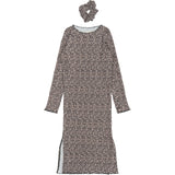 The New Feather Gray AOP TNPet L_S Pleat Dress
