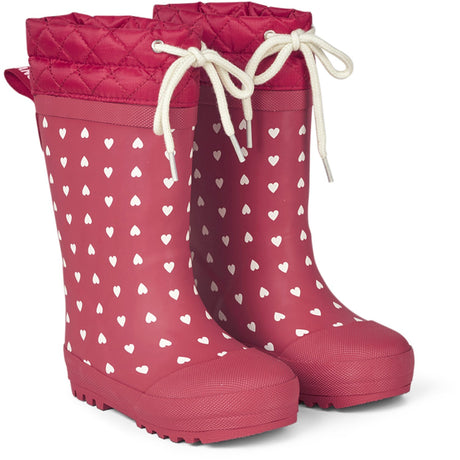 Angulus Red Hearts Print Rubber Boot
