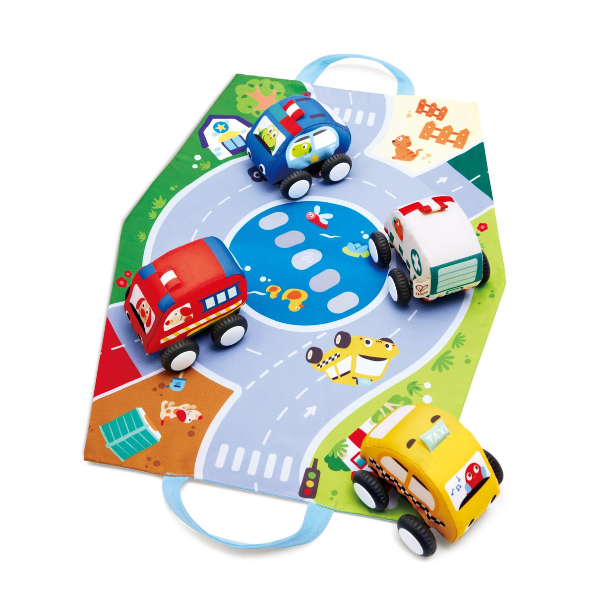 Hape Pull-Back Plush Car Set