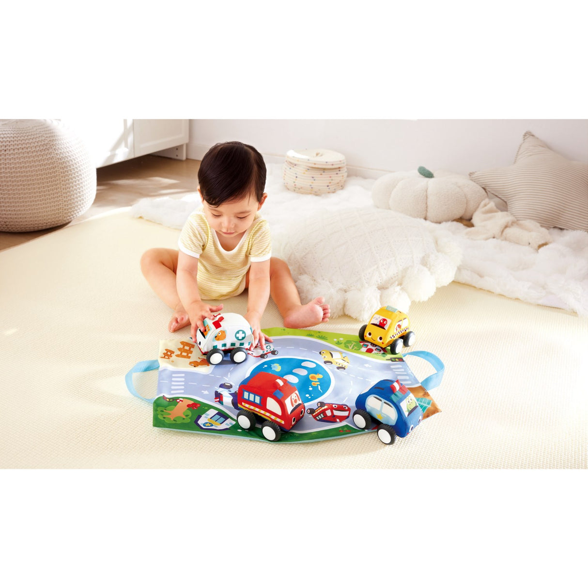 Hape Pull-Back Plush Car Set