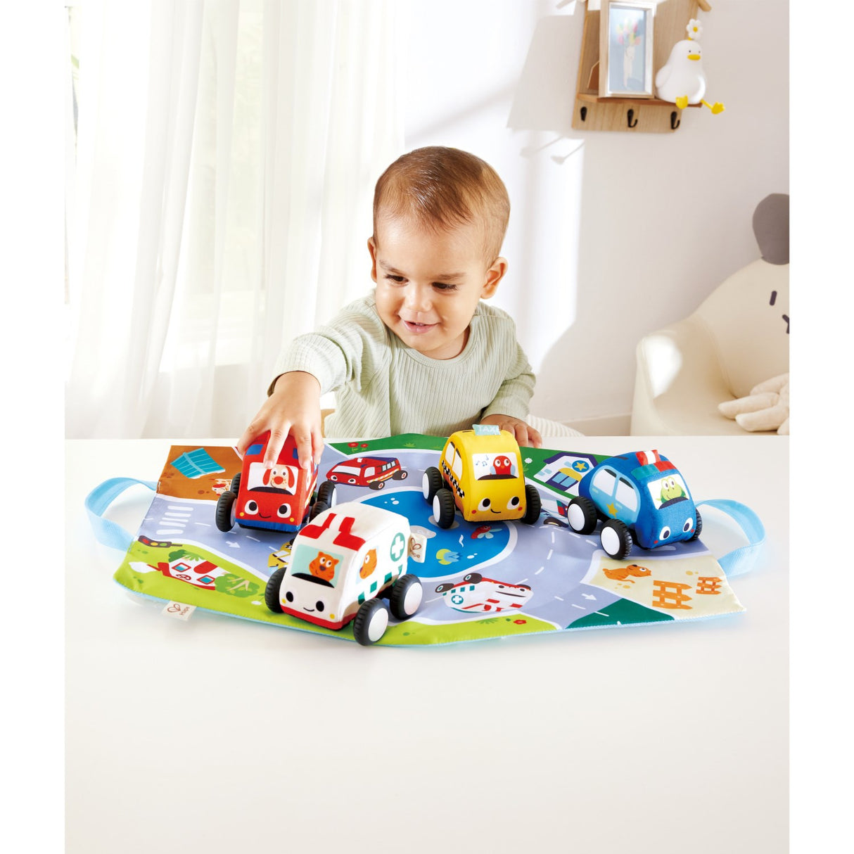 Hape Pull-Back Plush Car Set
