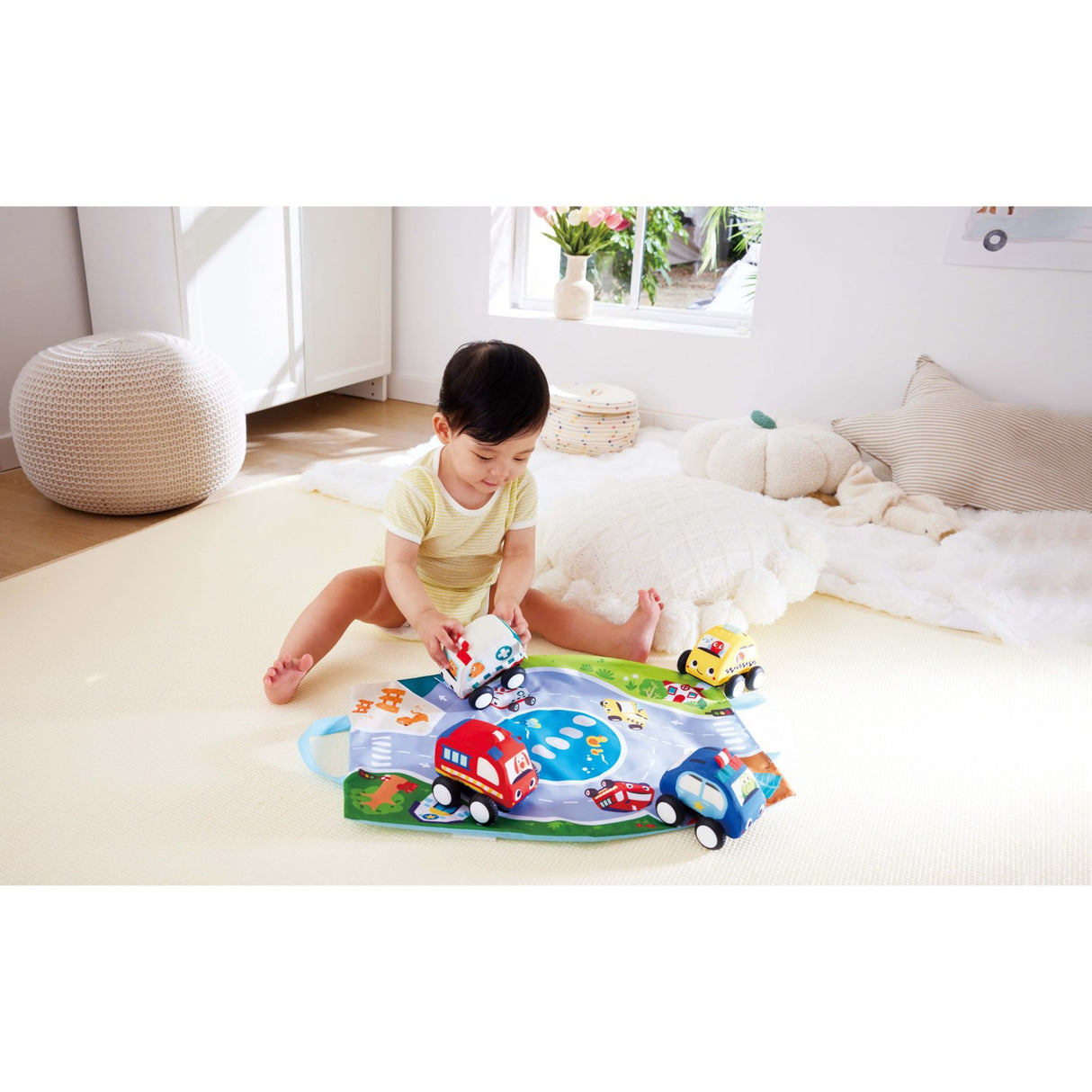 Hape Pull-Back Plush Car Set