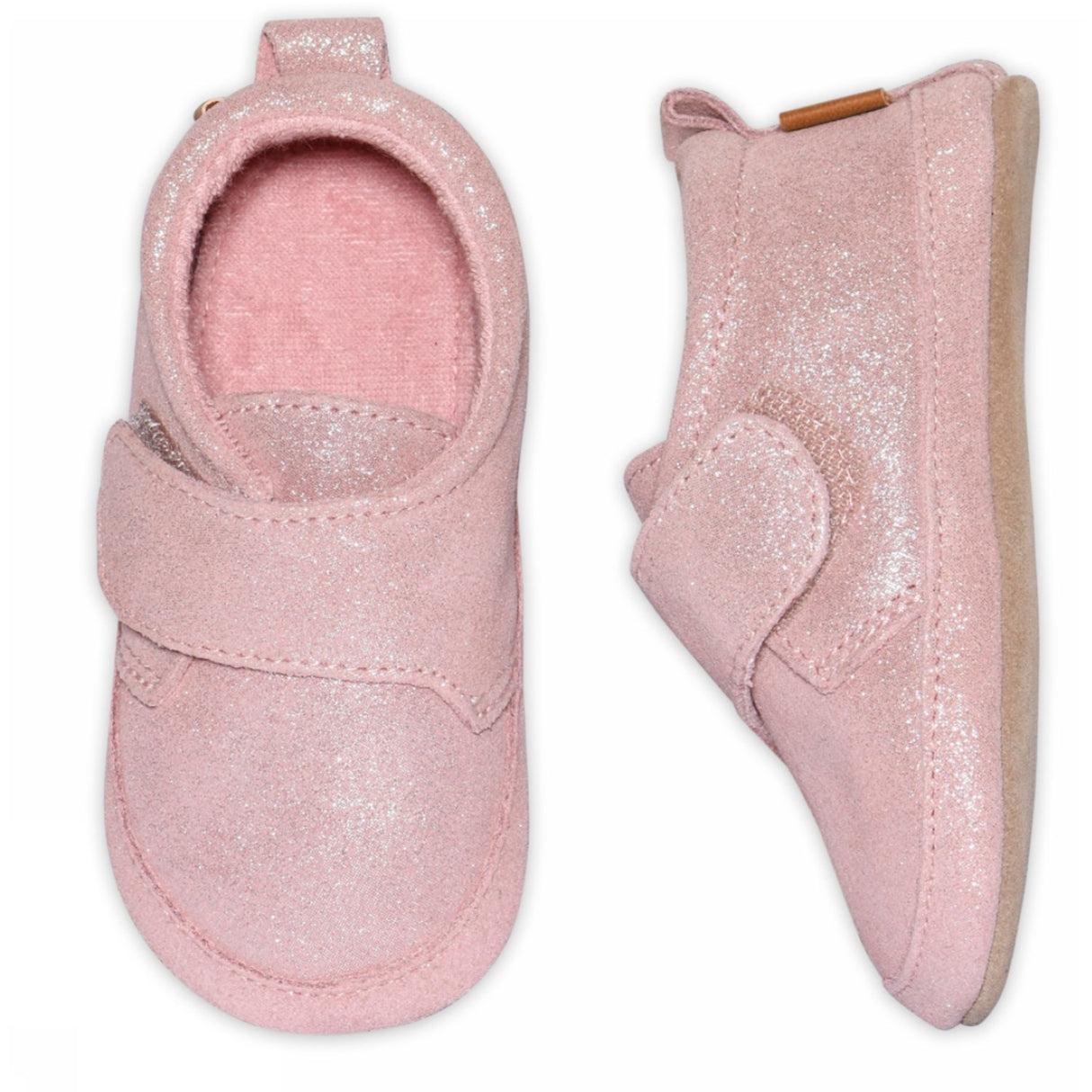 MELTON Rose Grey Shimmer Leather Slippers