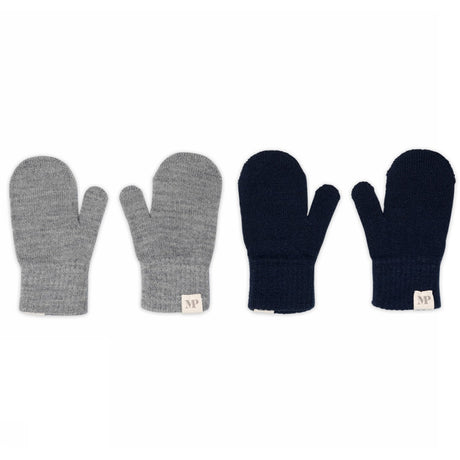 Mp Danmark Mix Light Grey Mel Blue Comfy Mittens 2-Pack