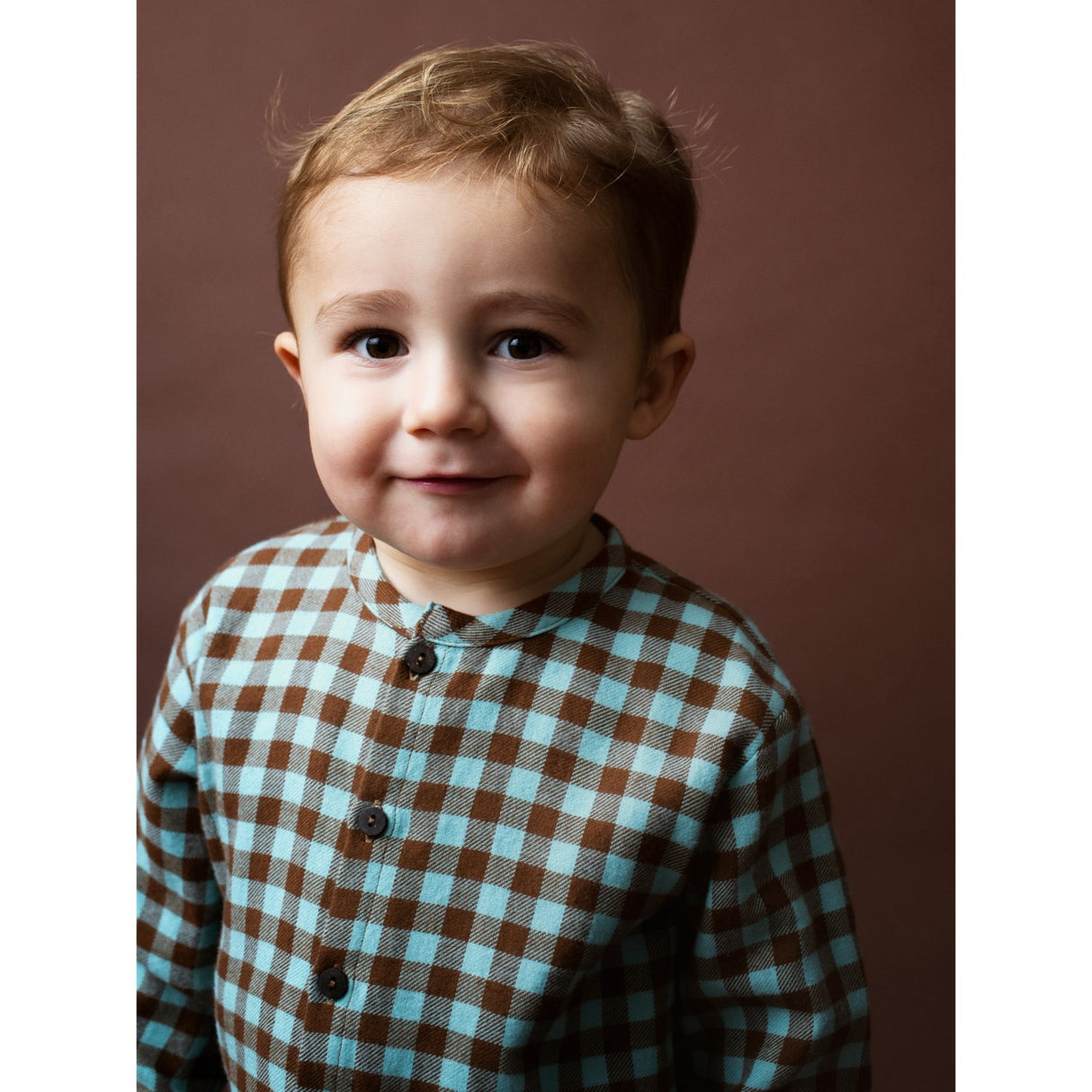 Serendipity Coffee Checks Baby Brushed Shirt