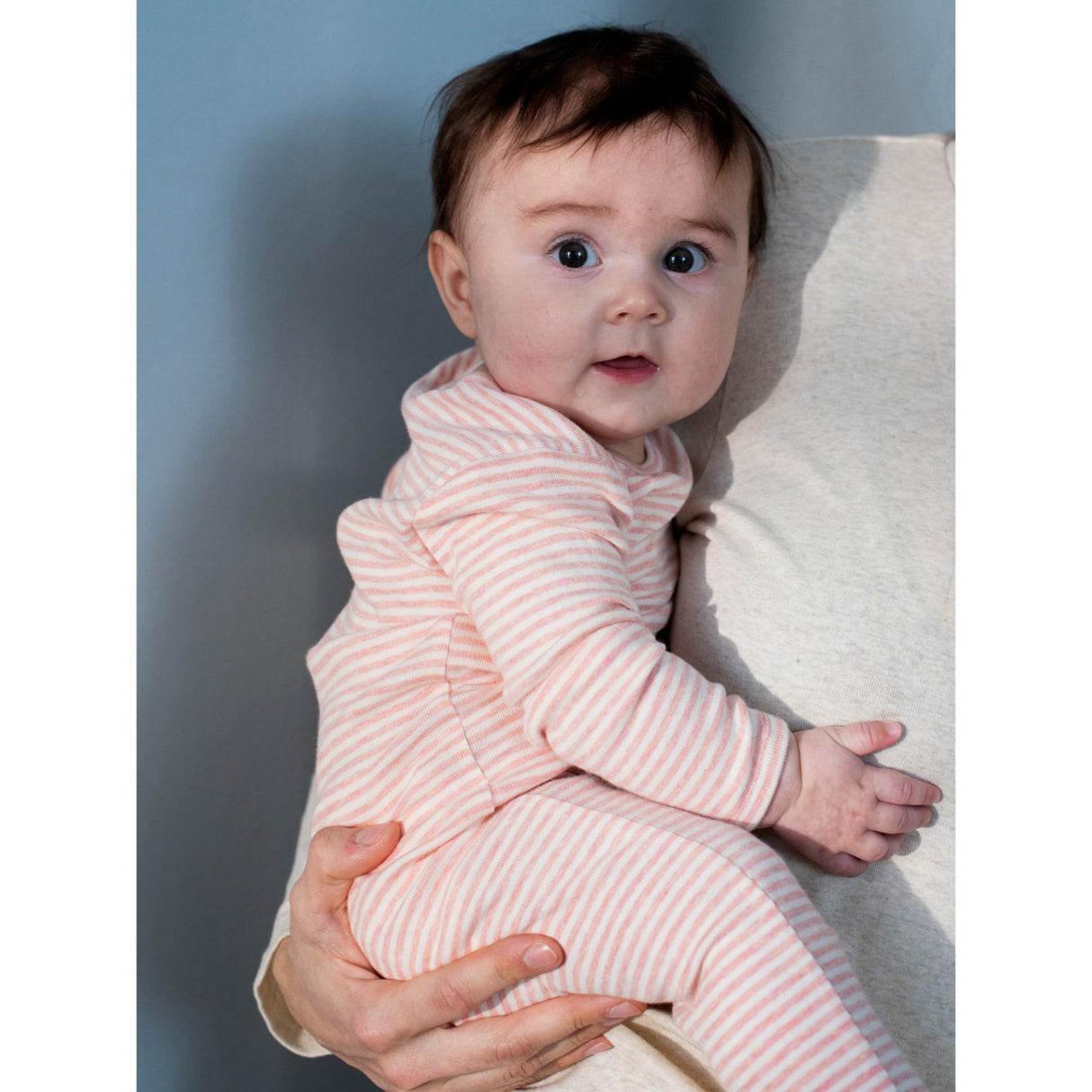 Serendipity Coral/Offwhite Baby Suit Stripe
