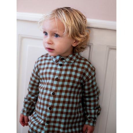 Serendipity Coffee Checks Brushed Collar Shirt