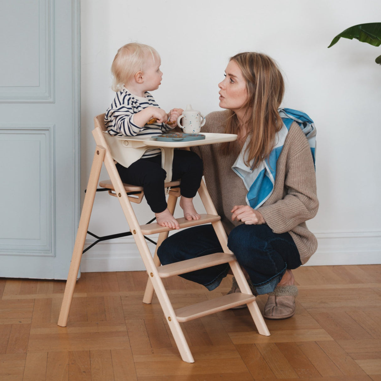KAOS Natural Klapp High Chair Beech