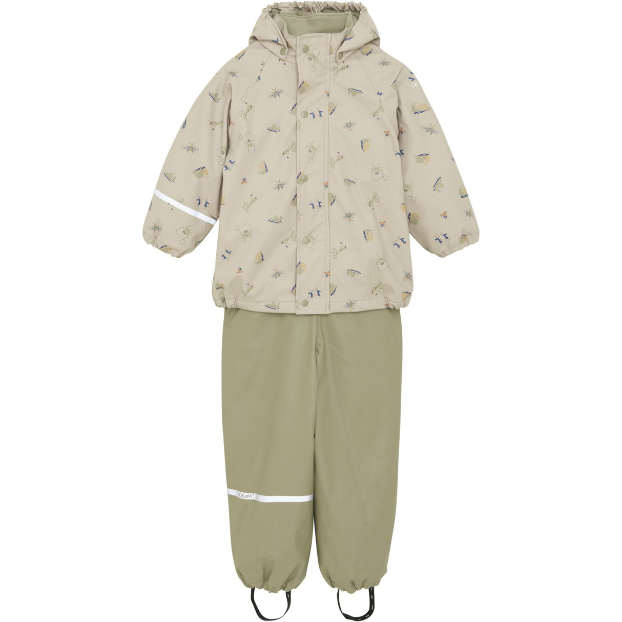 CeLaVi White Pepper Rainwear Set Aop W. Fleece
