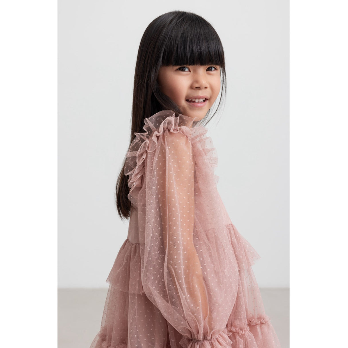 MarMar Tulle Dotty Faded Rose Doth LS Dress