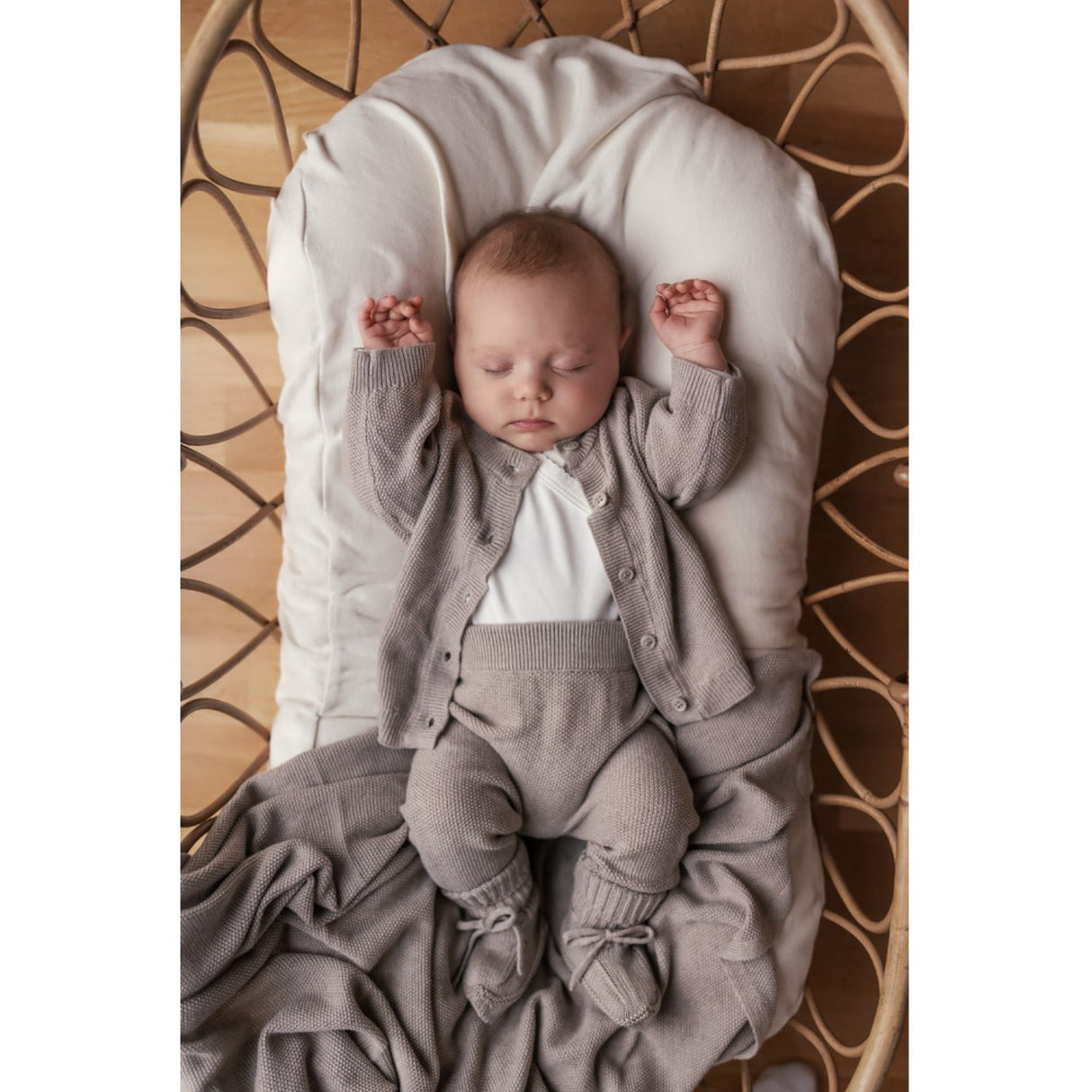 MarMar New Born Modal Mix Pearl Cashew Melange Alia Knit Blanket