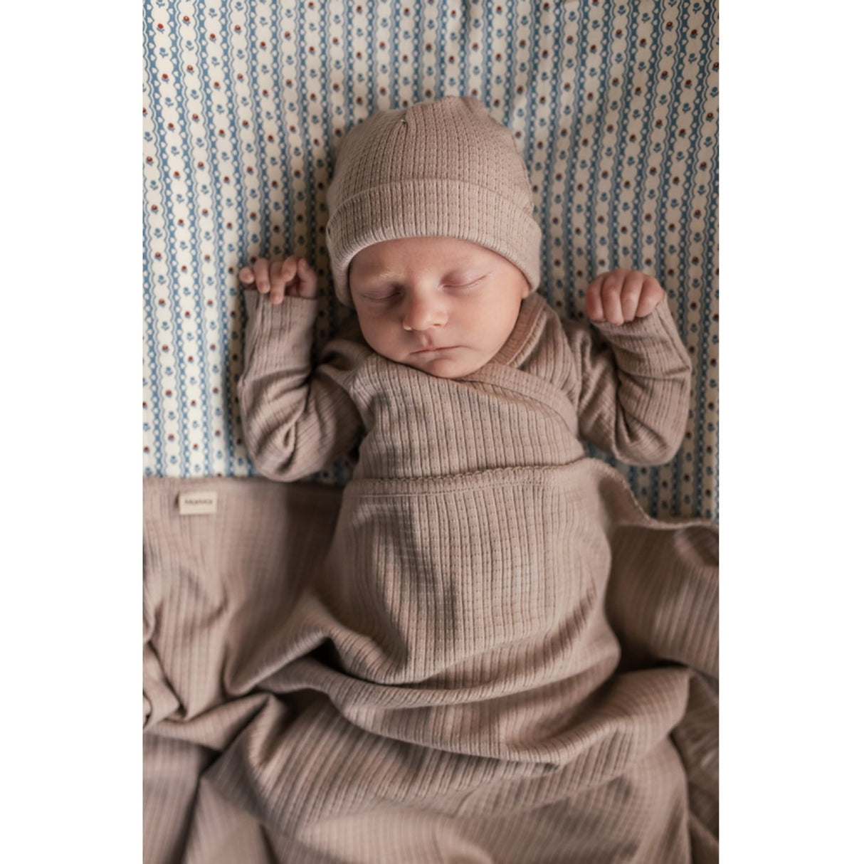 MarMar New Born Modal Pointelle Rib Soft Beige Aiko Hat