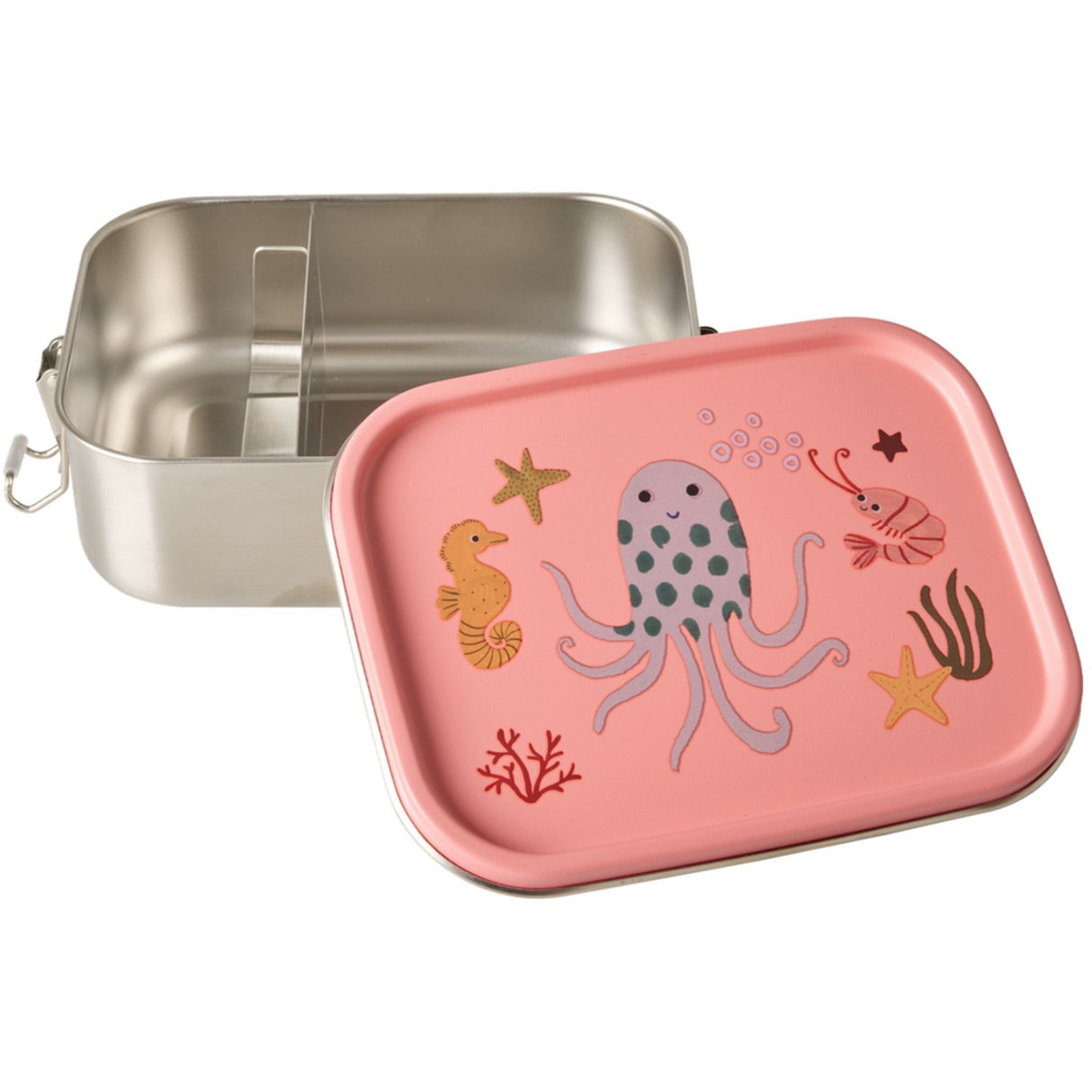 Rice Coral Ocean Print Stainless Steel Lunchbox With Moveable Divider Small 800 Ml