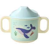 Rice Blue Ocean Print Melamine 2 Handle Baby Cup With Lid 250 Ml