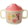 Rice Coral Ocean Print Melamine 2 Handle Baby Cup With Lid 250 Ml