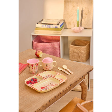 Rice Pink Fun Fair Print Melamine Baby Dinner Set In Gift Box 4 Pcs