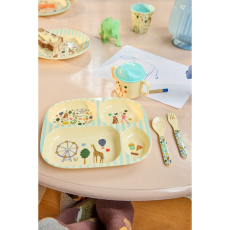 Rice Mint Fun Fair Print Melamine Baby Dinner Set In Gift Box 4 Pcs