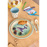 Rice Blue Ocean Print Kids Melamine Spoon And Fork