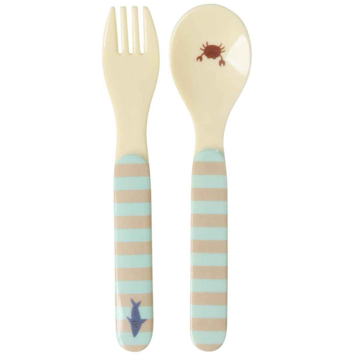 Rice Blue Ocean Print Kids Melamine Spoon And Fork