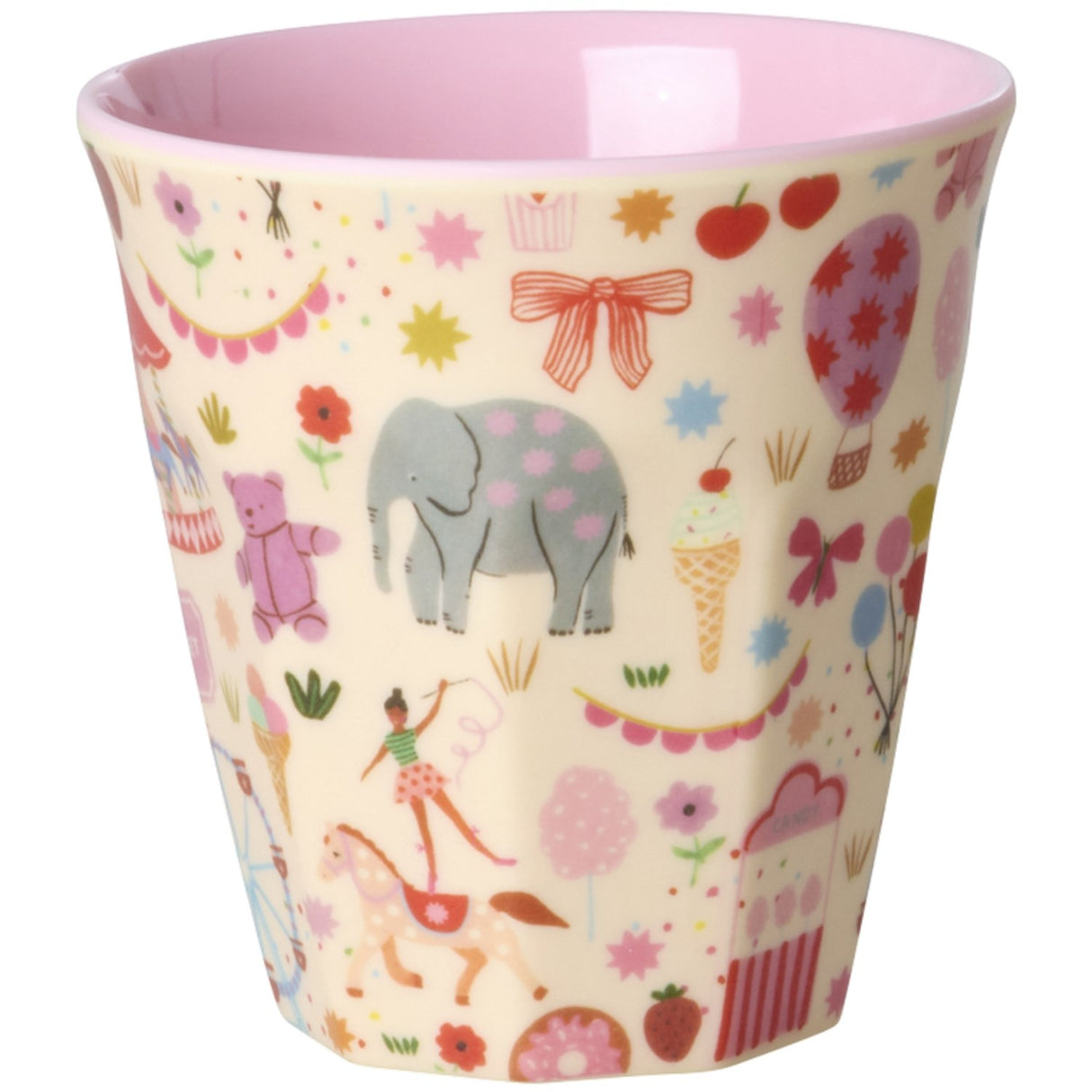 Rice Pink Fun Fair Print Melamine Kids Cup Small 160 Ml