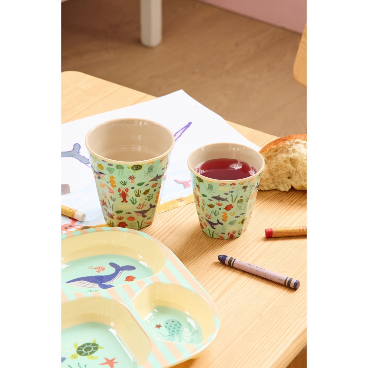 Rice Blue Ocean Print Melamine Kids Cup Small 160 Ml